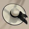 1Pc Women's Seaside Bow Beach Hat Oversize Straw Hat Women's Summer Sun Block Big Brim Hat Suitable For Sun Protection