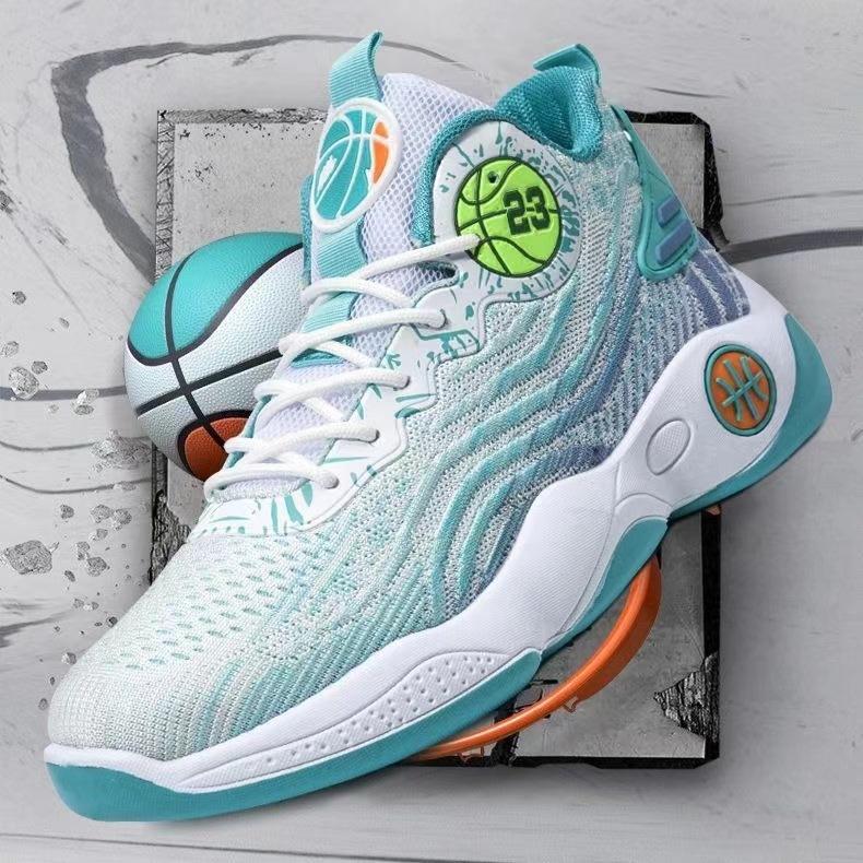 High-top mesh breathable actual basketball shoes, young men's non-slip and wear-resistant outdoor sports shoes