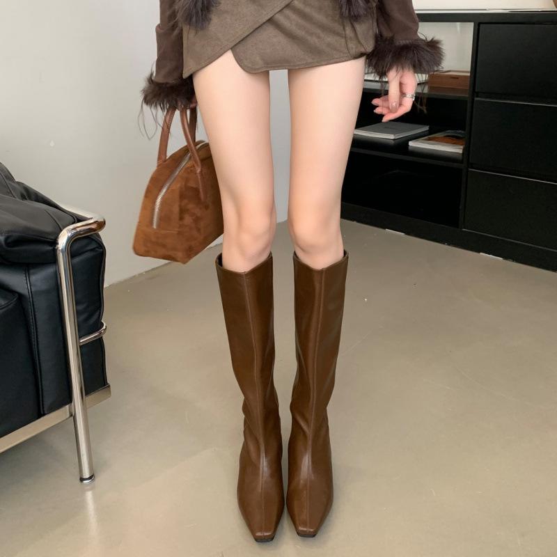 

2025 осень и зима новая мода универсальные ботинки на внутренней платформе модные ботинки-носки с острым носком ботинки Мартин высокие ботинки 39 темно-коричневого