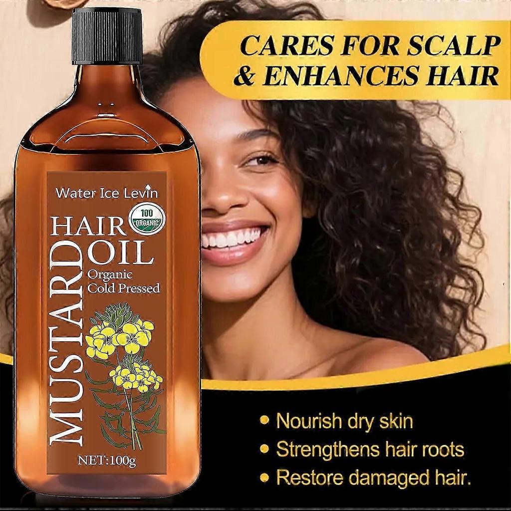 Mustard Hair Oil, Organic Cold Pressed Mustard Oil for Hair Growth, Eliminates Split Ends, Prevent Hair Loss, Restores Dry Damaged Hair fiuling