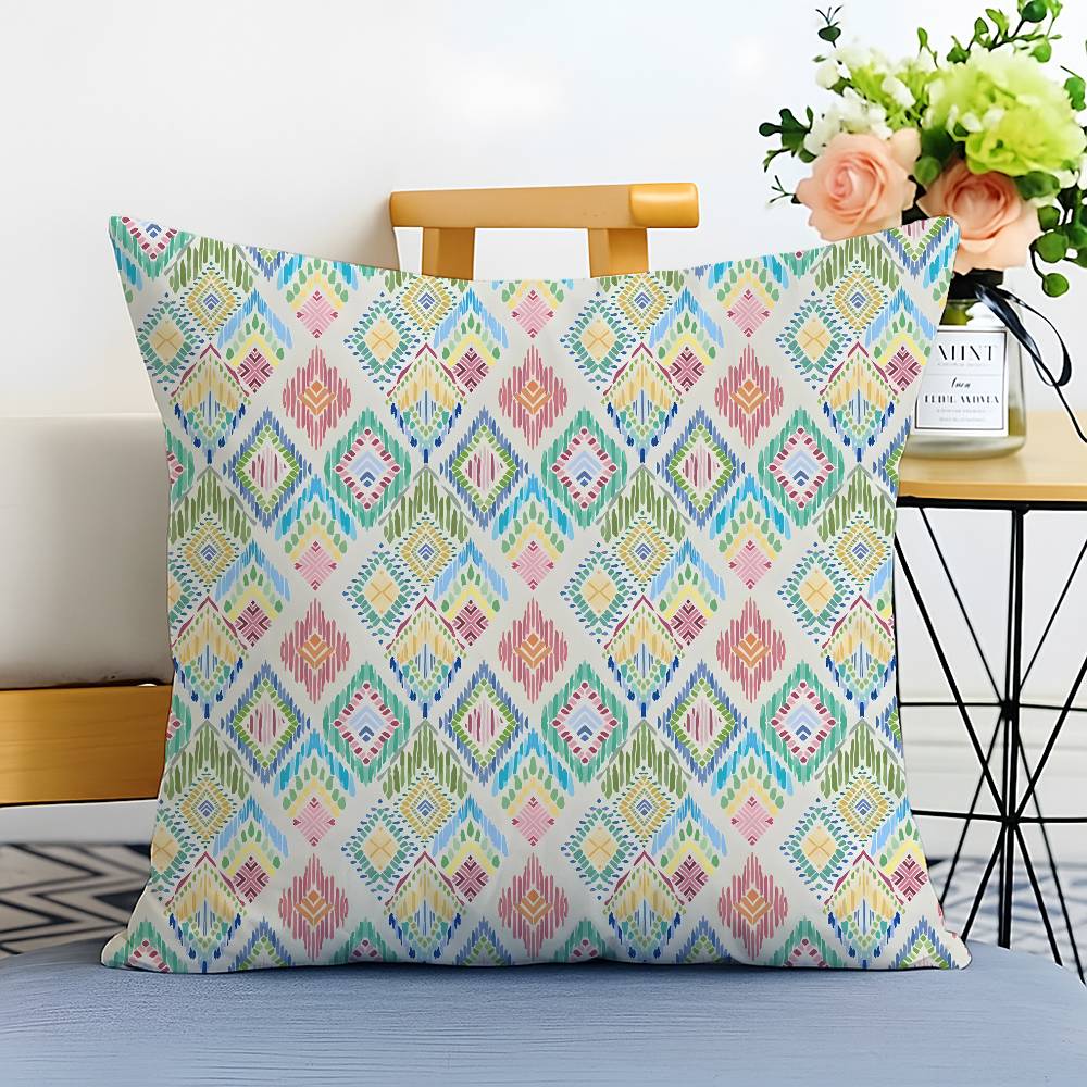 Exotic Ethnic Plaid Pattern Pillow Case Printed Brushed Fleece Pillow Baby Skin-Touch Eco-Friendly Dye-Sublimat