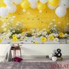 2D Flat Printing Party Backdrop Whimsical Bee and Daisy Spring Scene