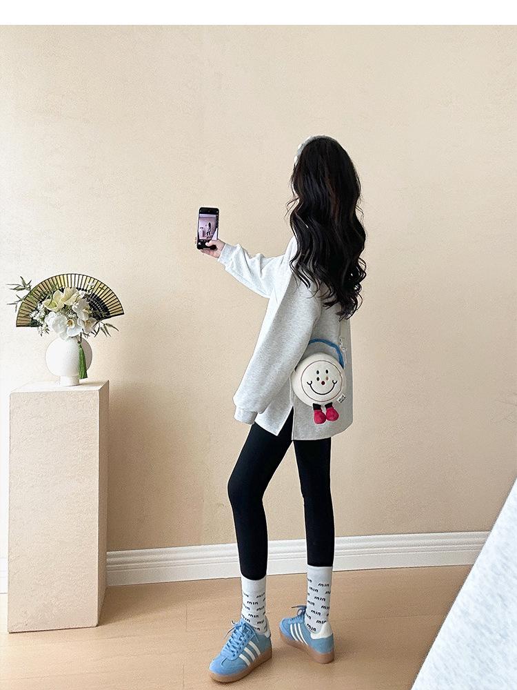Plus Size Maternity Sweatshirt Set: Medium-Length, Loose Fit for Spring & Autumn