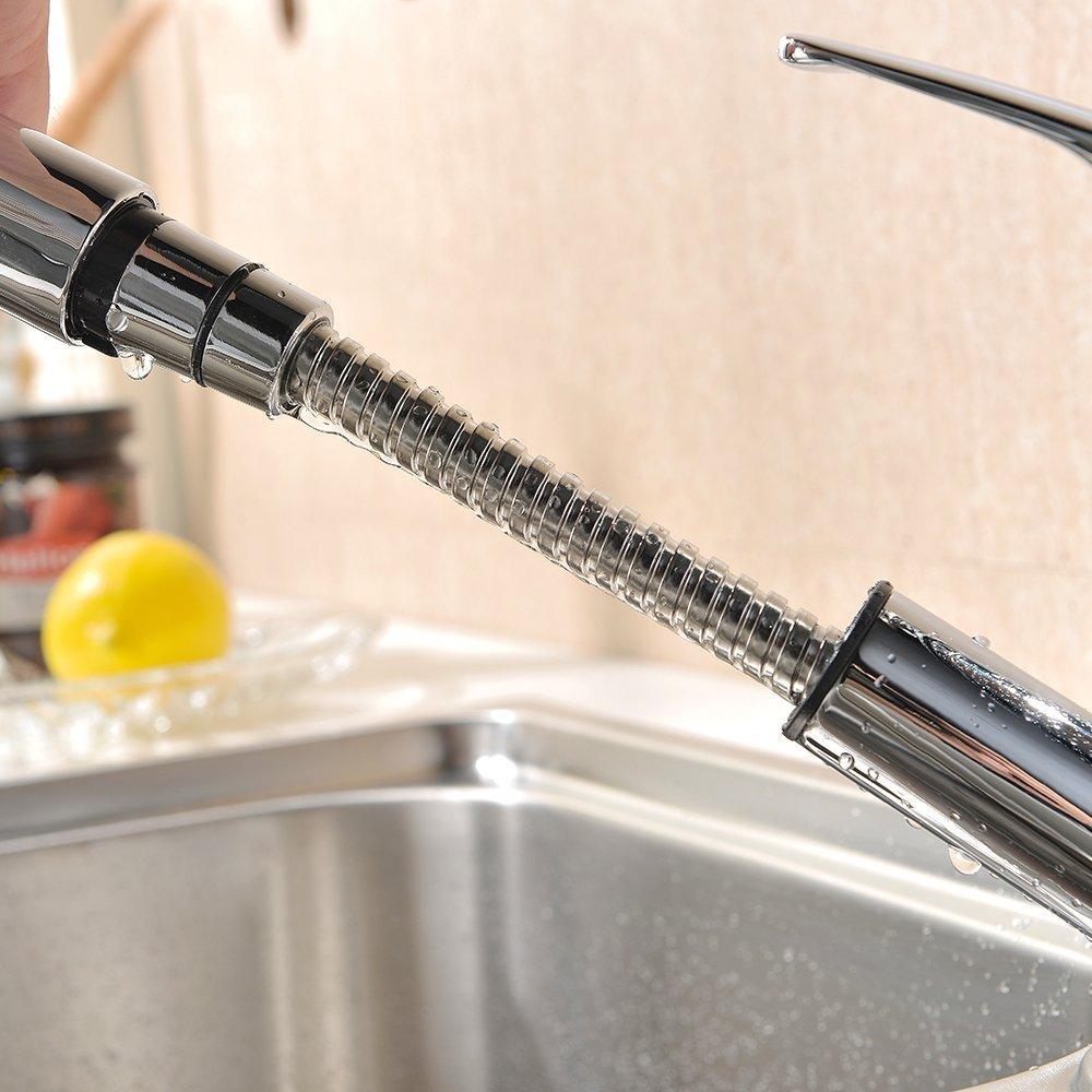 Kitchen Shower Mixer Single Extendable Stream Water Easy Installation Faucet, Type, Tap, Lever, Nozzle, Switching, 360-Degree Rotation, 2-Way