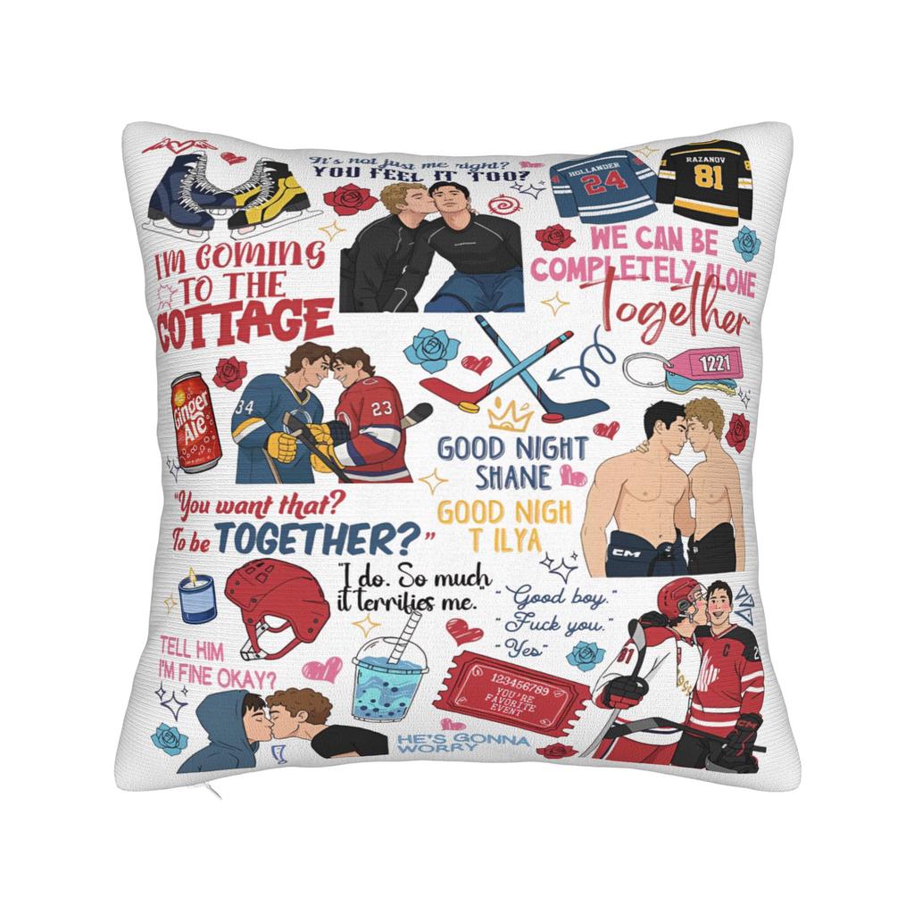 Kiss Heated Rivalry Square Pillow Covers Polyester Seat Hockey Romance Cushion Cover Cool Home Decoration Pillow Cover