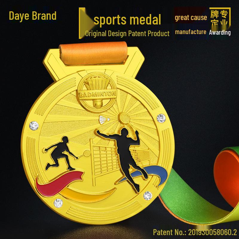 Daye Brand Custom Gold Badminton Competition Medal Souvenir 7CM