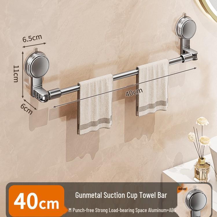 Teleskopischer Handtuchhalter mit Saugnäpfen ohne Bohren und Ablage für Badezimmer