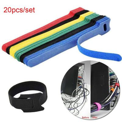 20pcs New Fastening Reusable Cord Tie Wire Management Nylon Strap Cable Organizer
