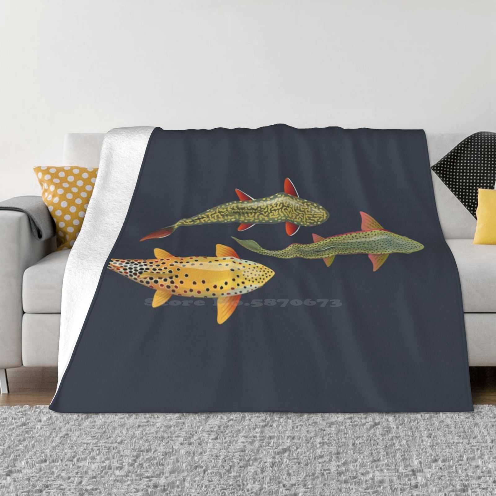 Three Trout New Arrival Fashion Leisure Warm Flannel Blanket Three Trout Hermitenvy Hermit Envy Rainbow Trout Brook Trout Brown 30x40in