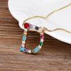 Nidin High Quality Wholesale 26 Letters Multi-color Zircon Necklace Copper Pendant Women Girl Fine Party Jewelry Family Gifts