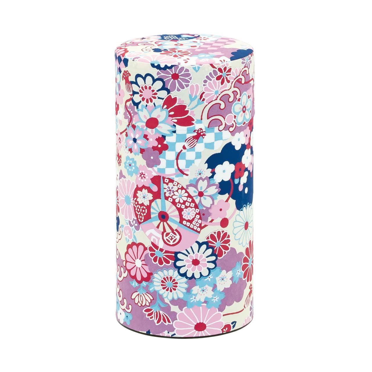 

Noguchi Kumataro Tea Garden Tea Caddy, Large Capacity 200g, with Washi Paper and Inner Lid, Taisho Yuzen Komon Pattern, Made in Japan, Stylish