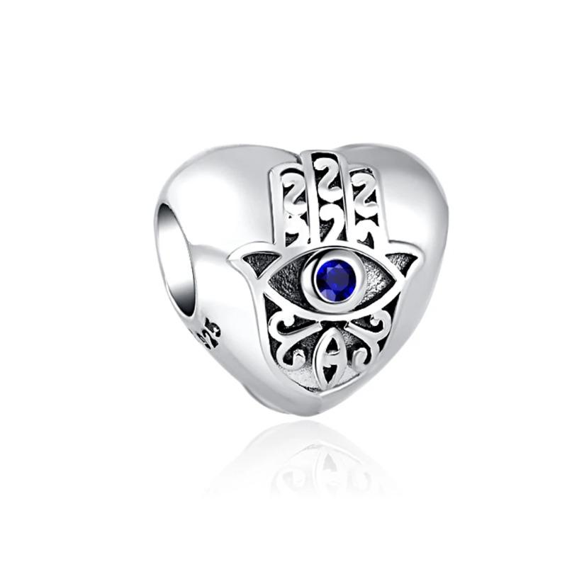 925 Silver Eye of Greece Devil Pendant Charm Bead for DIY Women Jewelry Bracelet Necklace