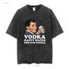Vodka Happy Water For Fun People Retro Alcohol Meme T Shirt Y2K Dark Humor Gen Z Alcoholic long or short sleeves vintage