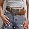Fashionable Faux Leather Belt With Alloy Heart-shaped Buckle And Vintage Silver Double Heart Clasp Unisex Waistband