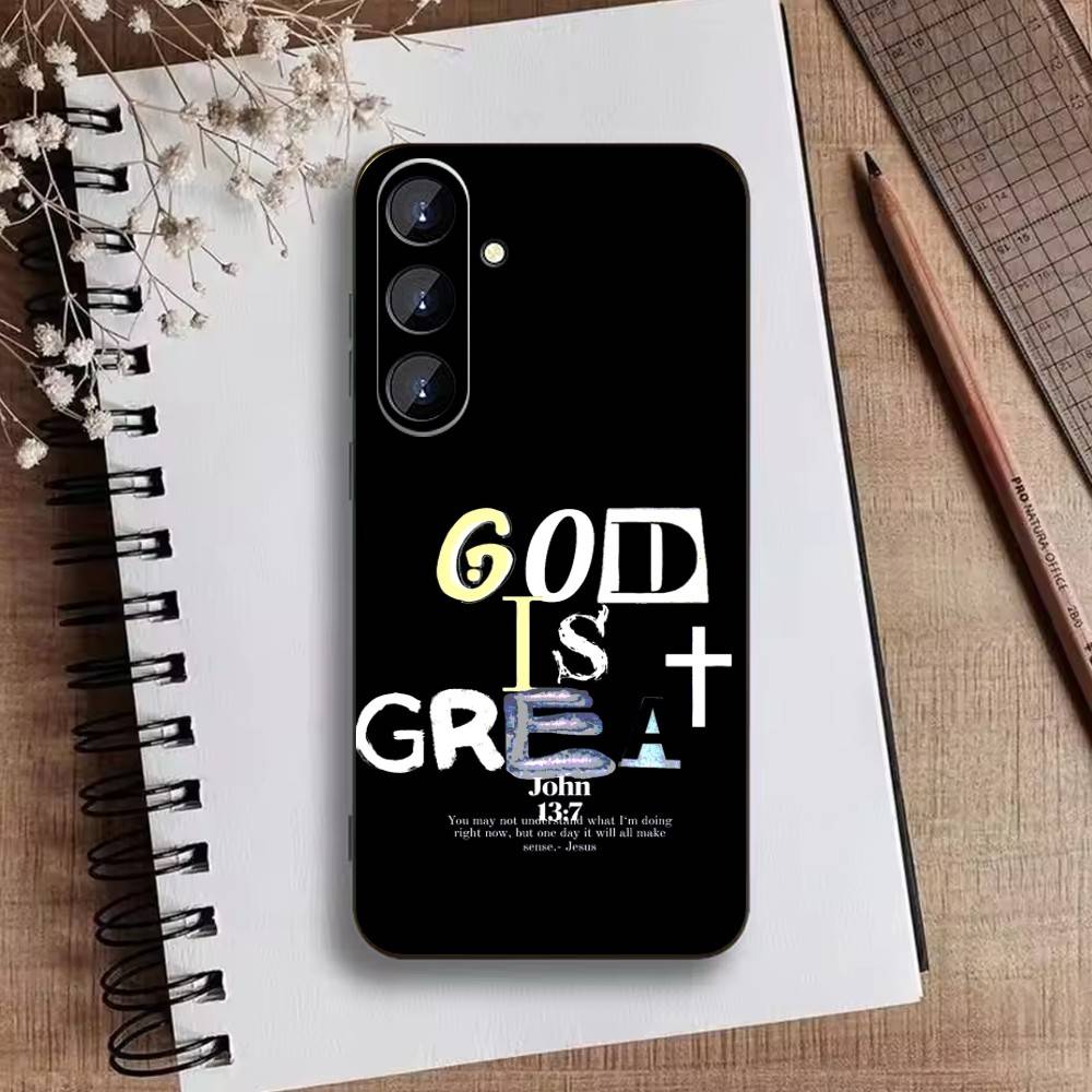 Bible Verse Jesus Christ Christian Phone Case For Samsung Galaxy A73,21,22,32,71,53,52,51,80,5G Soft Black Cover