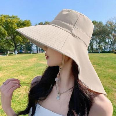 Summer Hats Outdoor Uv Anti Neck Protection Sun Visors For Lady Fishing Hiking Wide Brim Shawl Sunscreen Ponytail Caps For Women