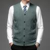 Men S Sleeveless Knit Cardigan Vest Solid Color Casual Style