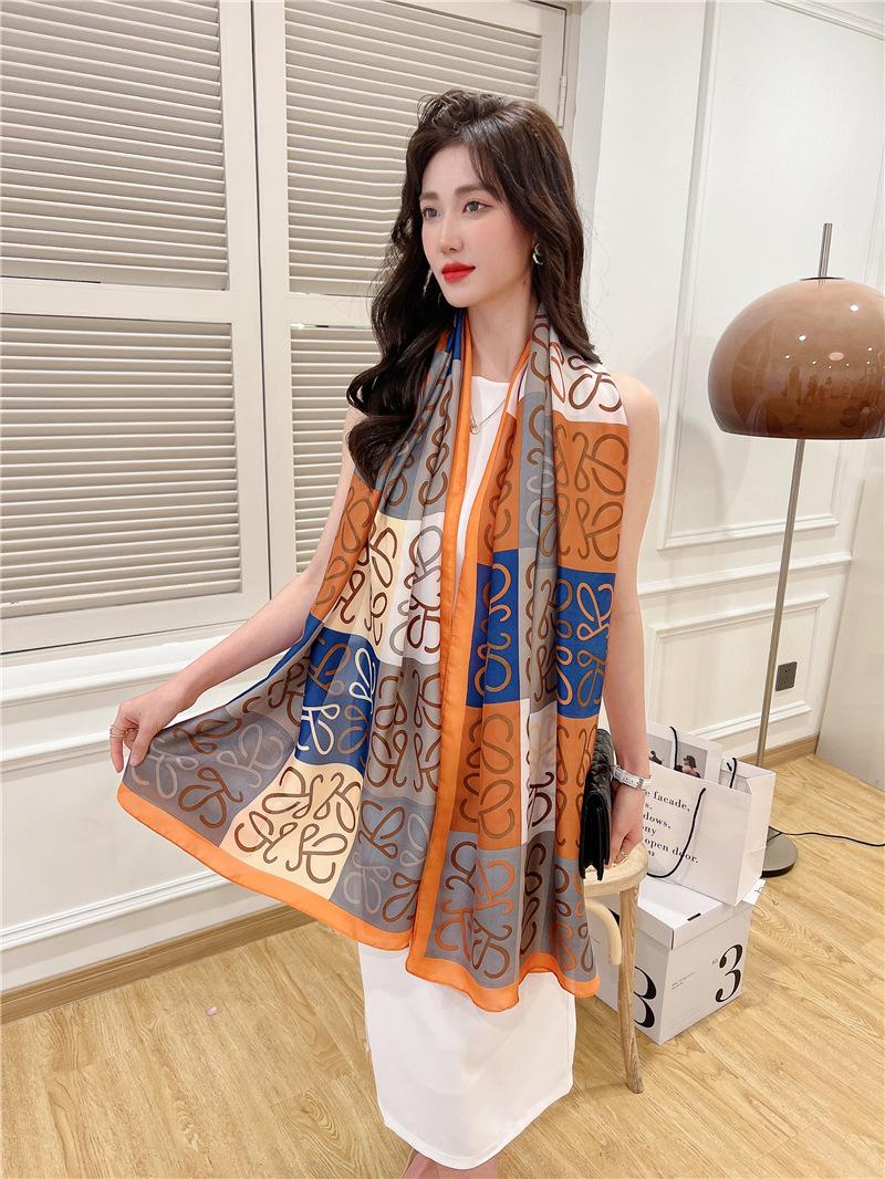 

x0m large size travel sunscreen shawl beautiful brocade long scarf thin gauze printed headscarf silk scarf 180*90cm