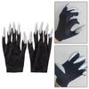 1 Pair Spooky Halloween Witch Gloves with Glitter Nails Halloween Long Nail Gloves Performance Props Cosplay Costume Accessories Party Dress