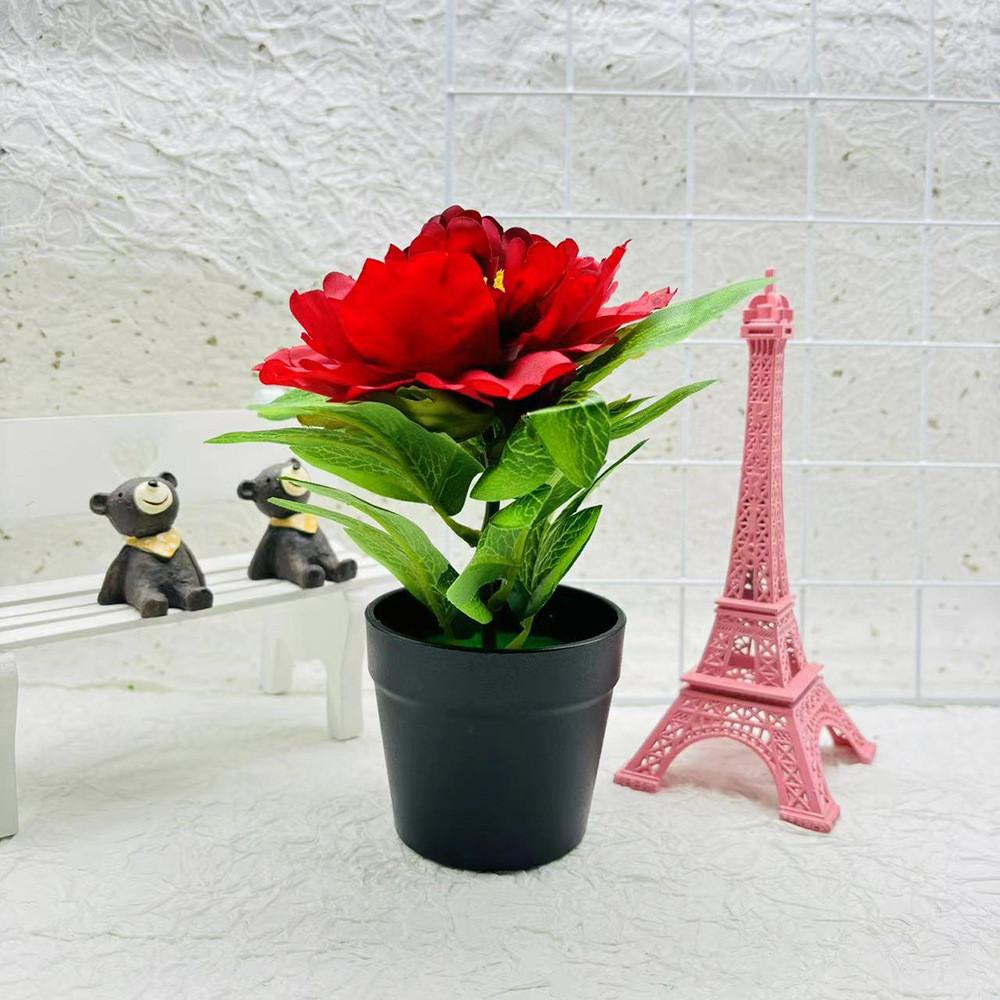 Peony Flower Artificial Pot Potted Plant For Home Decor And Living Room Display