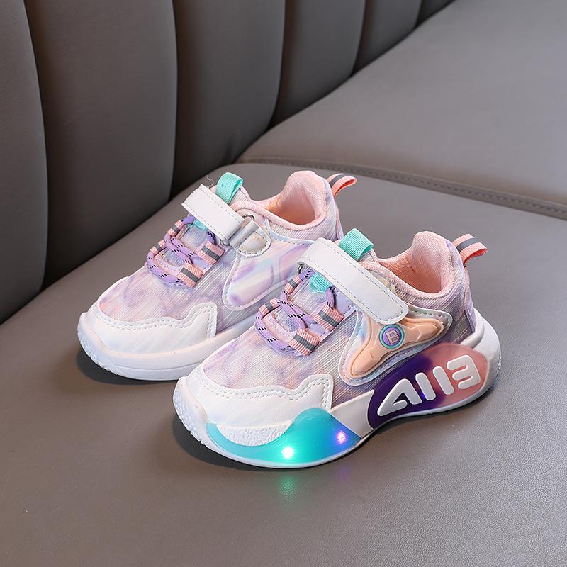 

ZapatillasLighting Kid Sneaker Autumn Boy LED Running Shoe Girl Lightweight Tennis Shoe Casual Shoe Fashion Single Shoe Kid Shoe 22-insole13.3cm розовый