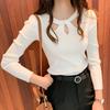 Autumn Cutout Halter Neck Knitted Pullover - Women's Slimming Long Sleeve Sweater