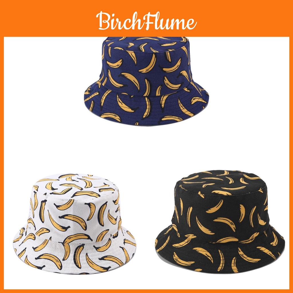 Cappello da Pescatore Double Face con Stampa di Banane e Ampia Falda per Streetwear e Protezione Solare