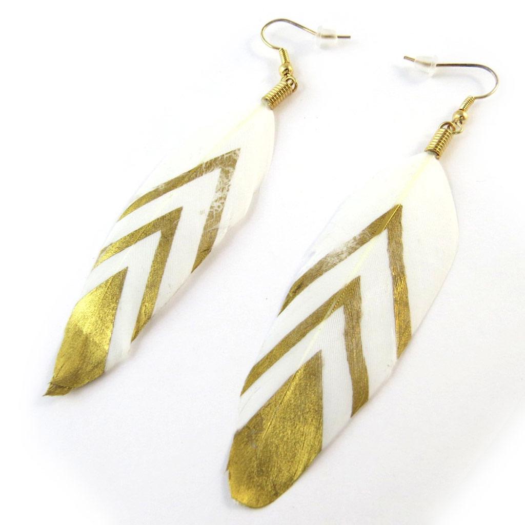 Les Trésors De Lily [N7346] - Boucles Créateur 'Cheyennes' blanc doré