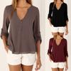 Women Casual Sexy Deep V Neck Chiffon Blouse Shirt With Slim Waist And Long Sleeves