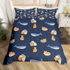 Cat Duvet Cover Set Watercolor Whale Fishing Bedding Set Ocean Sea Wave Comforter Cover Marine Nautical Themed Bedspread Cover