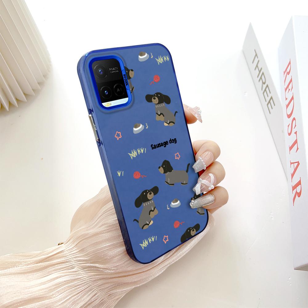 

Окрашенный узор, красочный серебристый, двухсторонний, жесткий, противоударный чехол для телефона Vivo Vivo Y100 5G синий