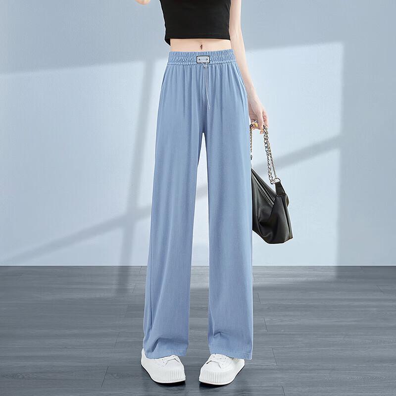 Women s Elastic Waist Wide-Leg Casual Pants M