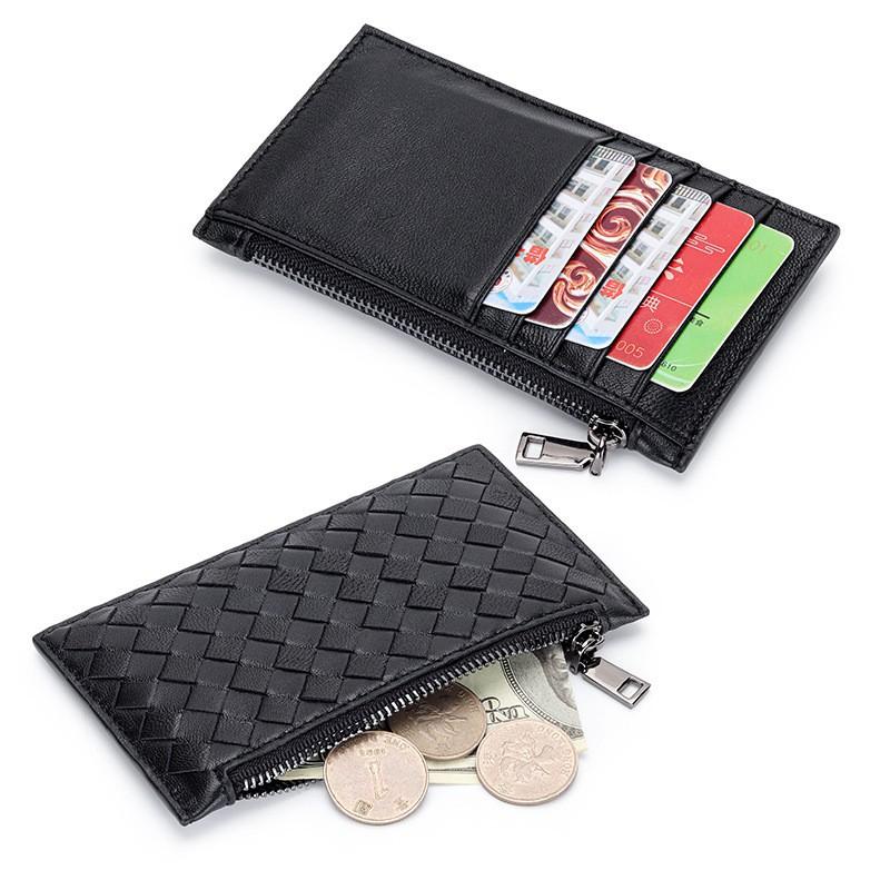 Reine Lammfell Handgewebte Münzbörse Clutch Tasche Leder Lose Geld Geldbörse Karten