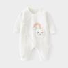 Newborn Pure Cotton Tie-Up Bodysuit: Quilted, Warm, Easy On/Off Jumpsuit for Autumn/Winter Crawling with Belly Protection.