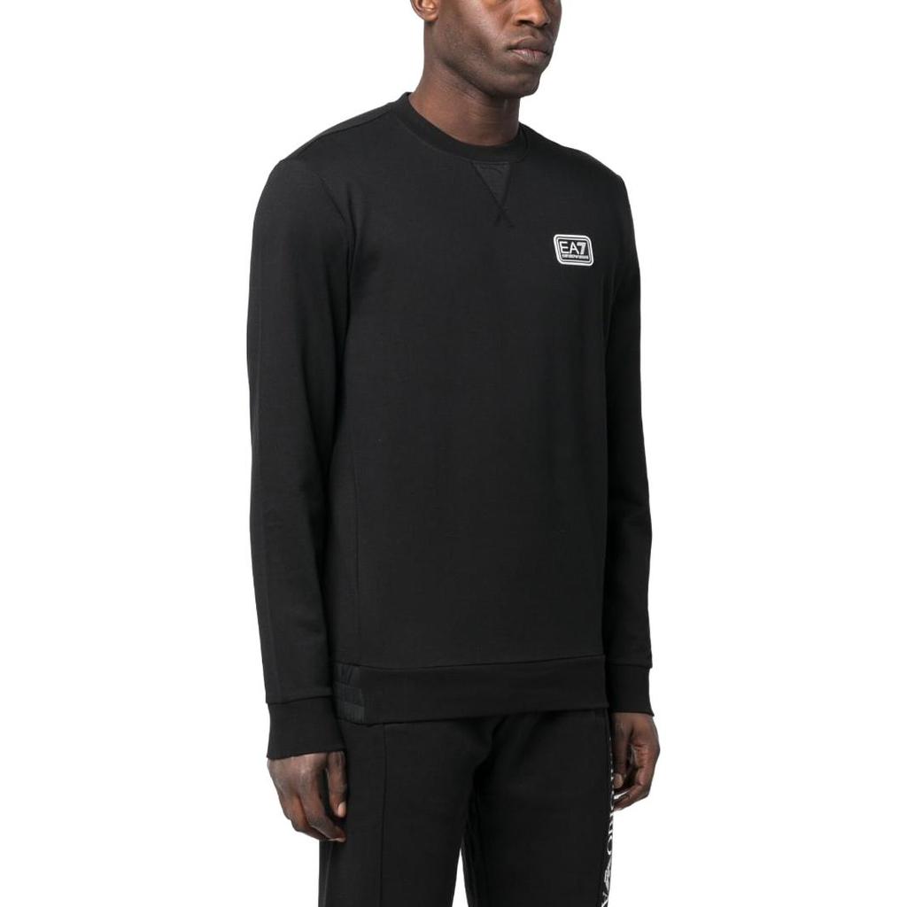 Emporio Armani EA7 SS23 Letter Number Logo Crew Neck Pullover Casual Sweatshirt Men Sweatshirt Black 3RPM26-PJ05Z-1200