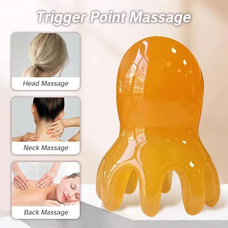 Resin Octopus Massage Comb Head Meridian Scraping Scalp Massage Brush Acupuncture SPA Gua Sha Massage Comb Fatigue Relief Massag