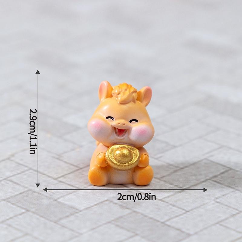2026 New Year Resin Pony Decoration Ornament Mini Car Desktop Ornament New Year Birthday Blessing Gift Spring Festival Crafts