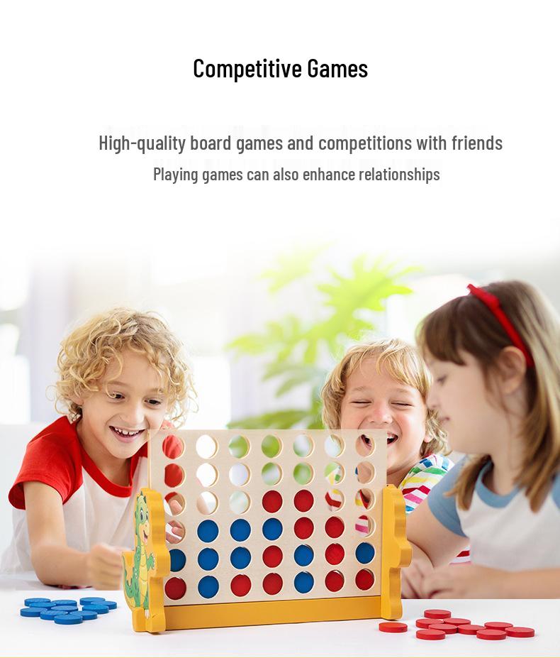 3D Wooden Four-in-a-Row Puzzle Toy for Young Children's Early Education, Hands-On and Brain-Teasing with Parent-Child Interaction