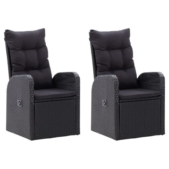 VidaXL Ensemble de salle à manger de jardin avec coussins 9 pcs Noir 3099500