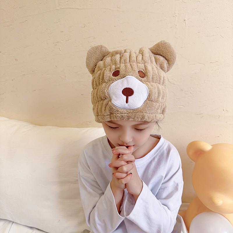 

Коралловый флисовый мультяшный плюшевый мишка сухая шапочка для волос быстросохнущий комплект для родителей и детей впитывающая шапочка для душа не выпадает шерсть 20*20 хаки