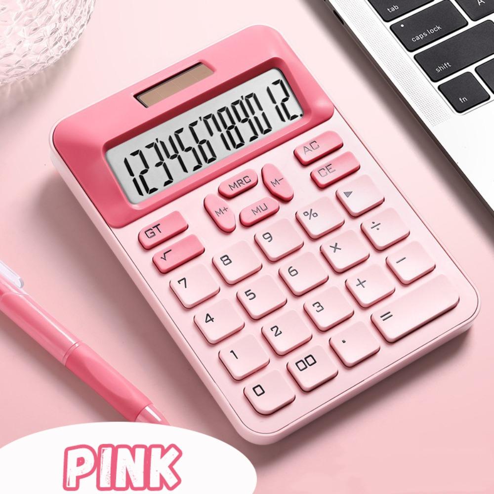

12-значный математический калькулятор с двойным источником питания 12-значный калькулятор для студентов розовый