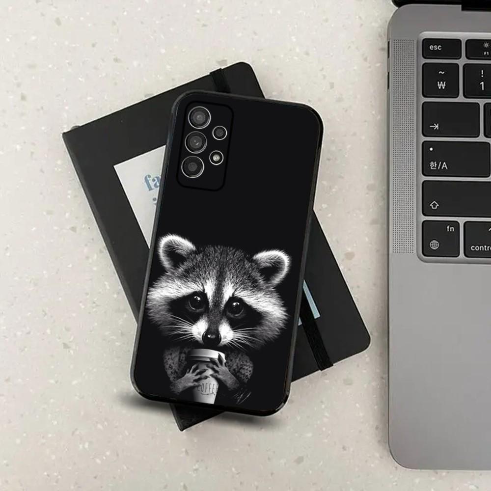 

Cute Raccoon Phone Case For Samsung Galaxy A13,A21s,A22,A31,A32,A52,A53,A71,A80,A91 Soft Black Cover Samsung a12