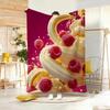 Multicolored Art Print Raspberry Throw Lightweight 240G Flannel Blanket Soft Skin-Friendly For Summer Cooling