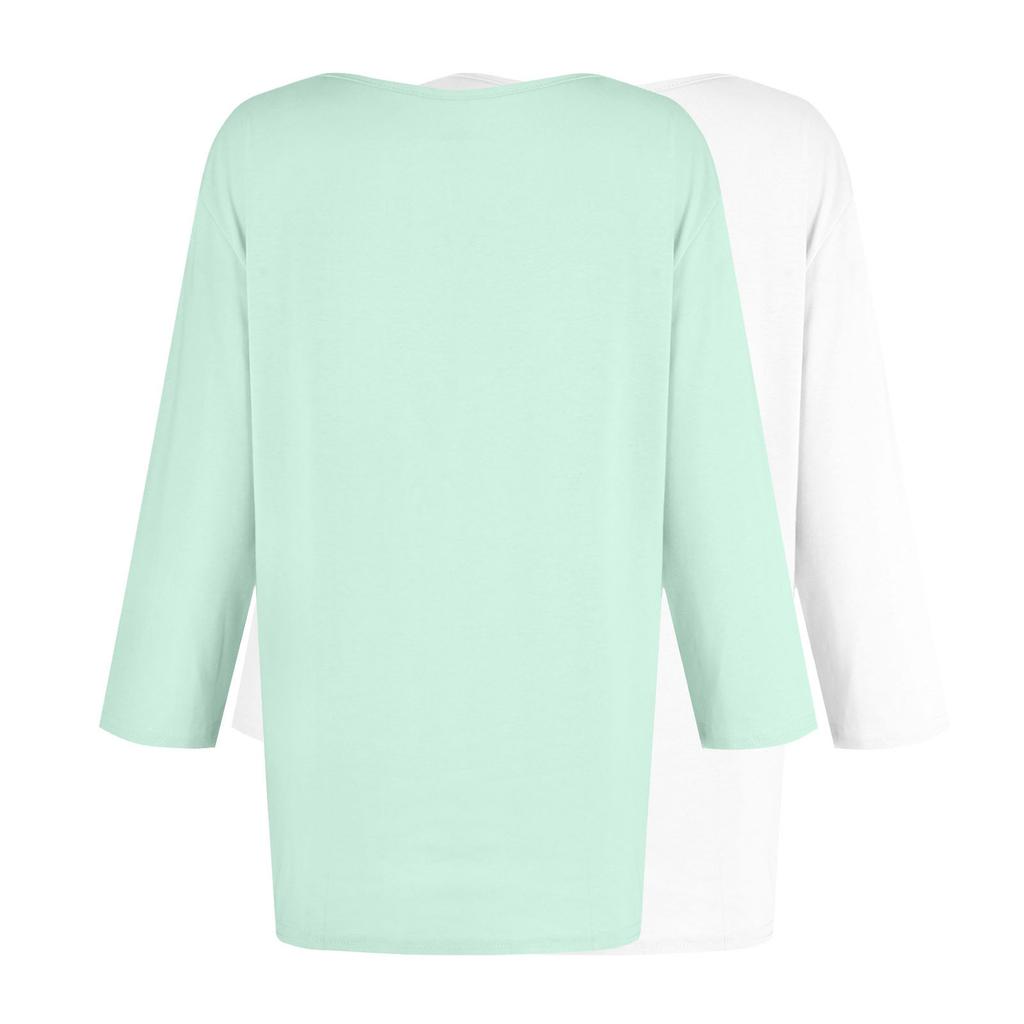 Women's Fashion Daily Versatile Casual O-Neck Three Quarter Sleeve  Top