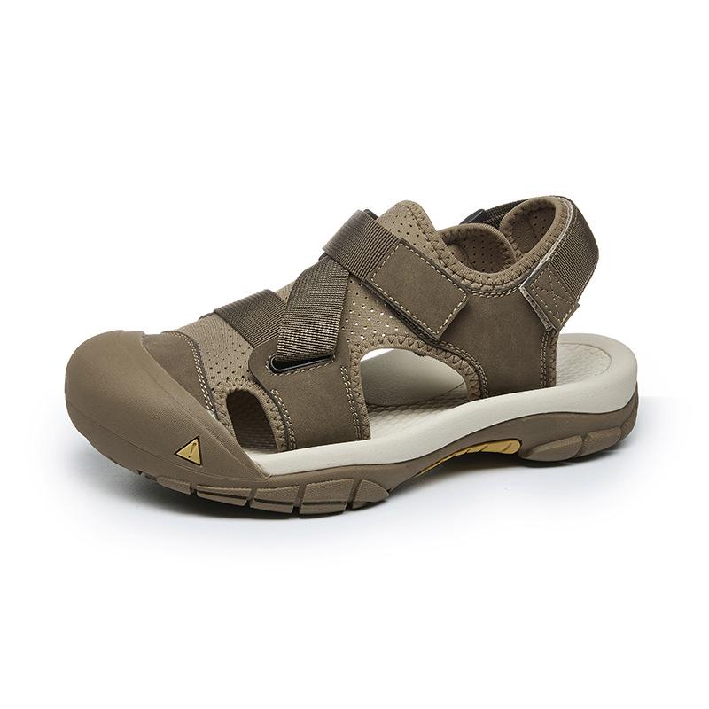 Men s Plus Size Hand-Stitched Closed-Toe Casual Beach Sandals 42 коричневый