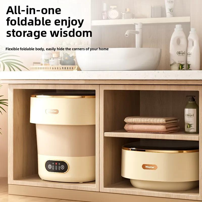 Mini Washer for Underwear Pants &Socks 13L High-capacity Spin Basket Clothes Folding Washing Machine Hidden Drainage Pipe Washer