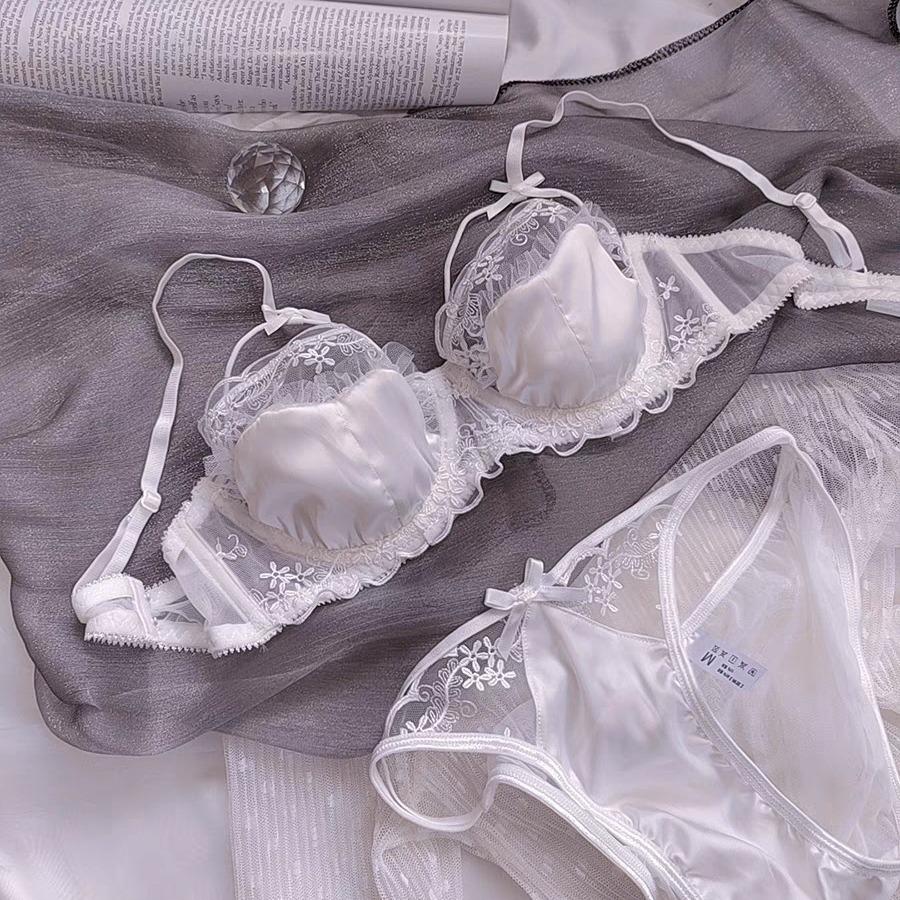 Lace Push-Up Bra Set for Small Busts - Side Support & Anti-Sagging Design