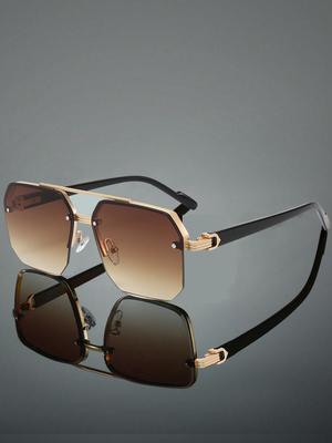 1Pc Men New Square Fashion Glasses Advanced Sense Unique Double Beam Design Retro Imitation GrainEyeglasses Legs Simple Light Style Women Glasses
