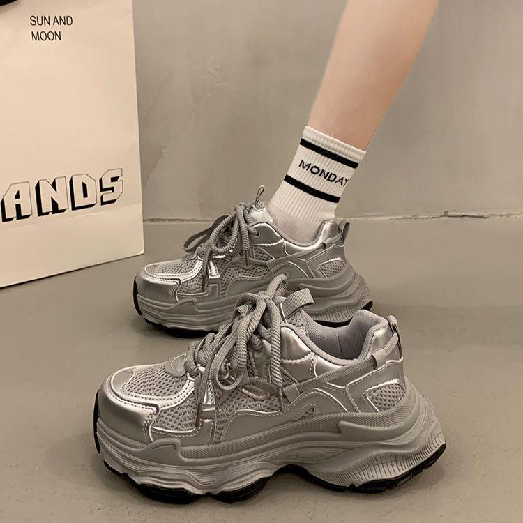 

Women s 2024 Breathable Mesh Dad Sneakers with Thick Sole - Spring & Autumn Casual Height Boosters 37
