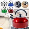 Stainless Steel Whistling Kettle Flat Bottom Household Water Boiler Semi Spherical Shape Compatible with Induction and Gas Stovetops